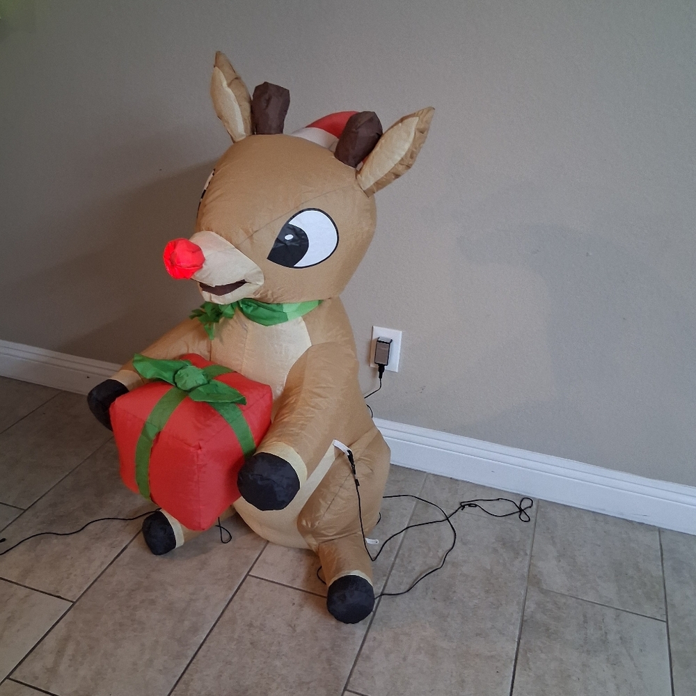 Gemmy RARE 3.5' Airblown Rudolph The Red Nose Reindeer Christmas Inflatable 50th